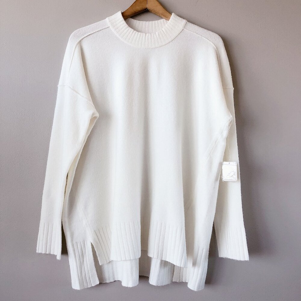 Free People sweater Phoebe Pull Over knit sweater white oversized sweater medium